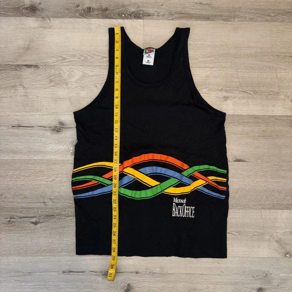 Vintage 90s Microsoft Back Office Computer Tech Tank Top Medium Black